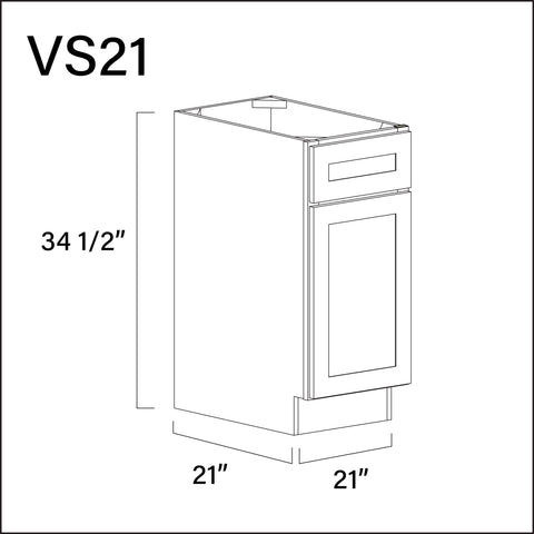 White Shaker Vanity Sink Base Cabinet - 21" W x 34.5" H x 21" D