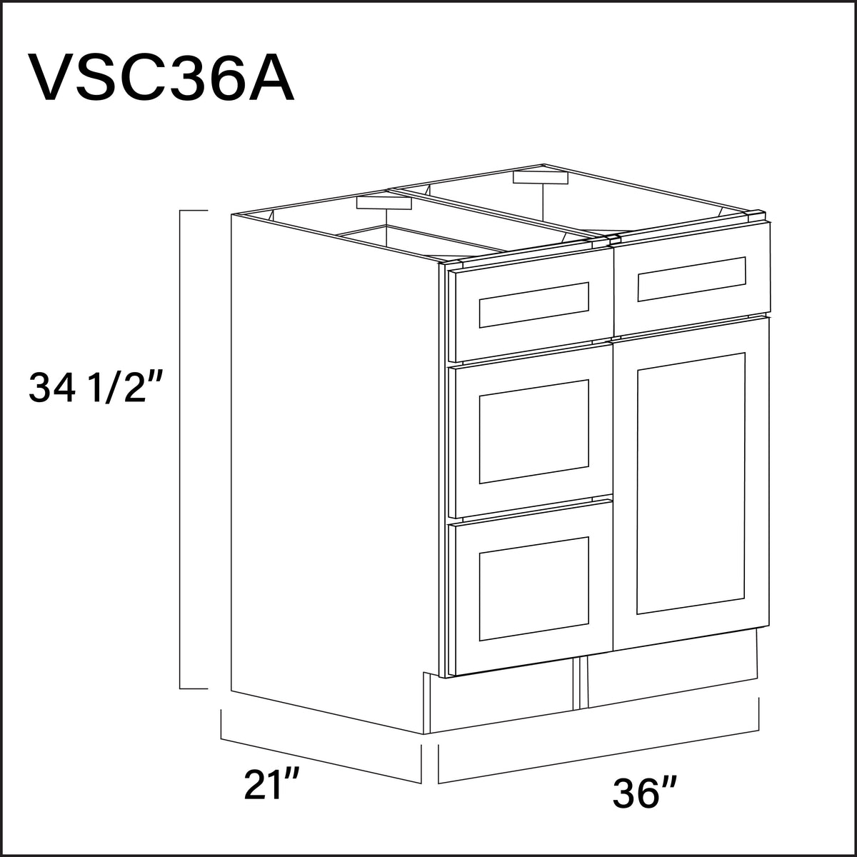 Revival White Antique Vanity Sink Combo A Cabinets - 36" W x 34.5" H x 21" D