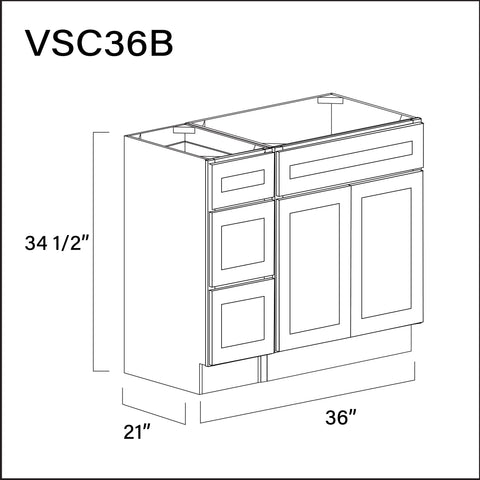 Revival White Antique Vanity Sink Combo B Cabinets - 36" W x 34.5" H x 21" D