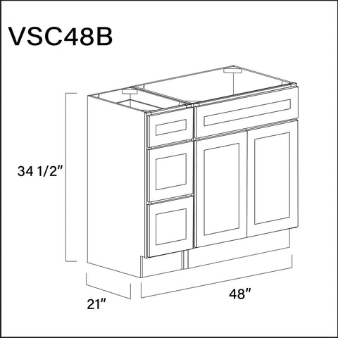 Revival White Antique Vanity Sink Combo B Cabinets - 48" W x 34.5" H x 21" D