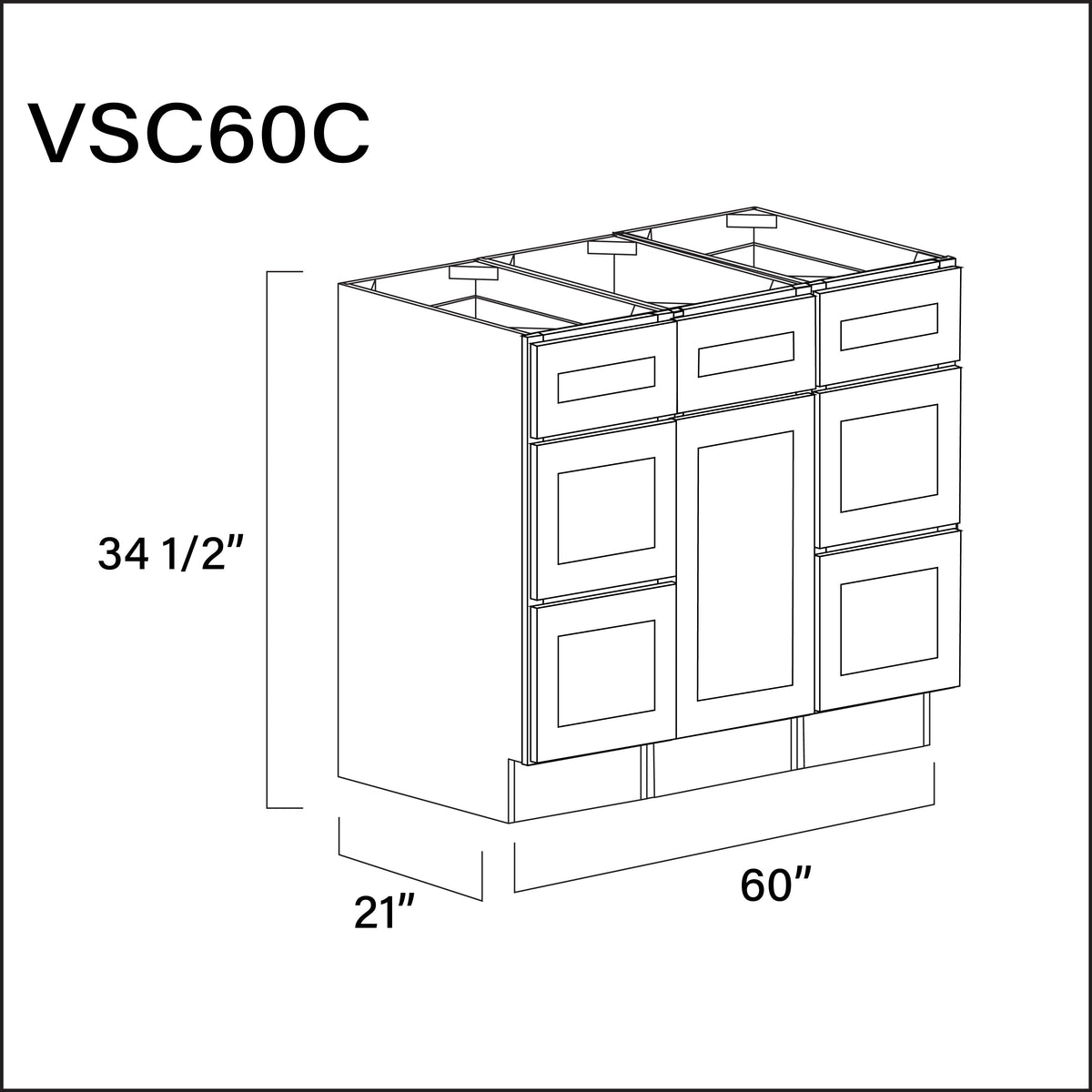 Revival White Antique Vanity Sink Combo C Cabinets - 60" W x 34.5" H x 21" D