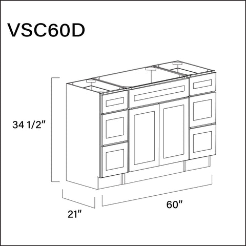 Revival White Antique Vanity Sink Combo D Cabinets - 60" W x 34.5" H x 21" D