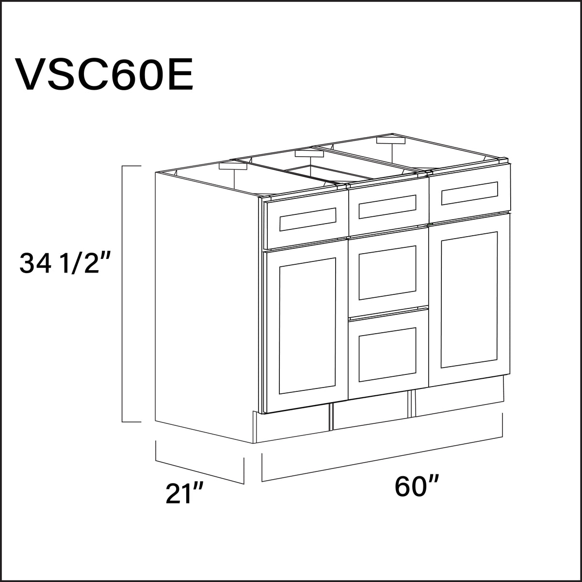 Revival White Antique Vanity Sink Combo E Cabinets - 60" W x 34.5" H x 21" D