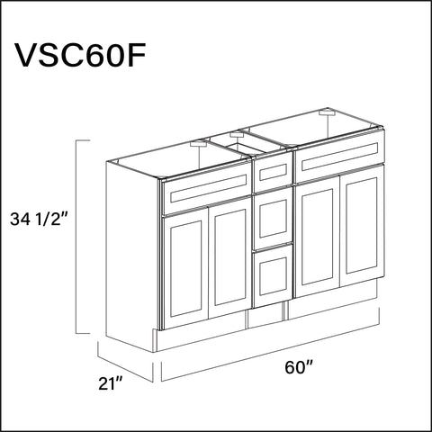 Revival White Antique Vanity Sink Combo F Cabinets - 60" W x 34.5" H x 21" D