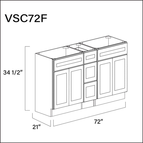 Revival White Antique Vanity Sink Combo F Cabinets - 72" W x 34.5" H x 21" D