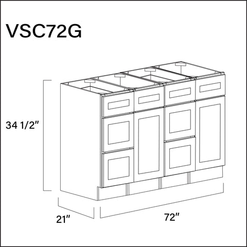 Revival White Antique Vanity Sink Combo G Cabinets - 72" W x 34.5" H x 21" D