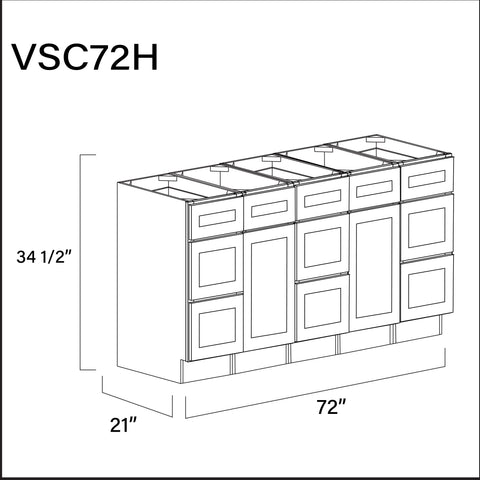 Revival White Antique Vanity Sink Combo H Cabinets - 72" W x 34.5" H x 21" D