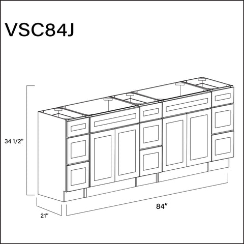 Revival White Antique Vanity Sink Combo J Cabinets - 84" W x 34.5" H x 21" D