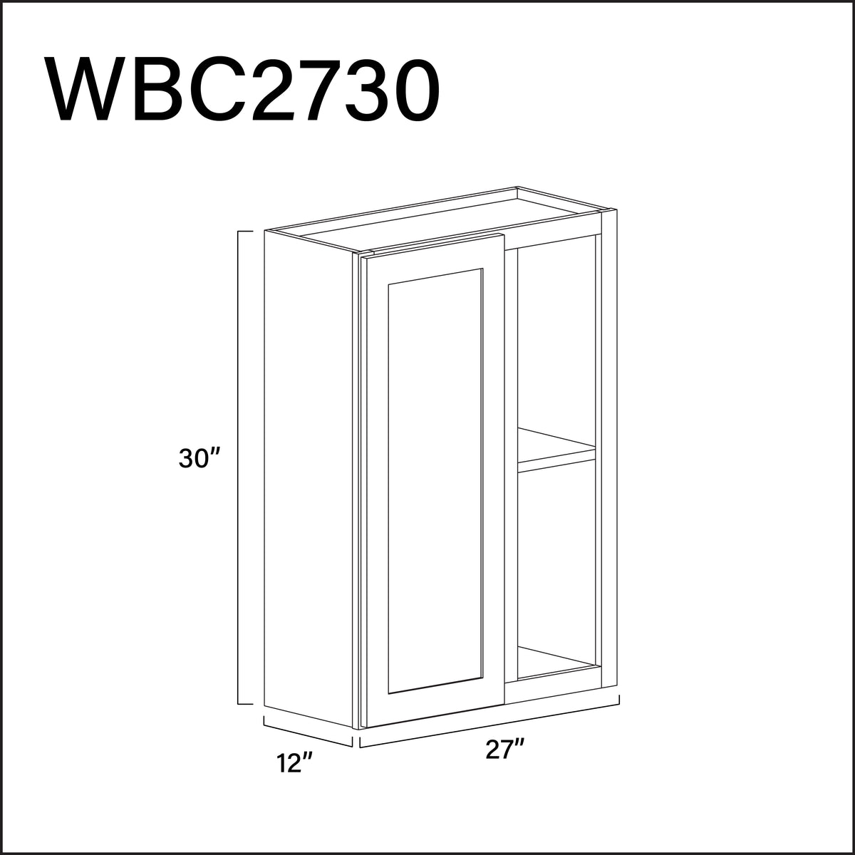 White Shaker Wall Blind Corner Cabinet - 27" W x 30" H x 12" D