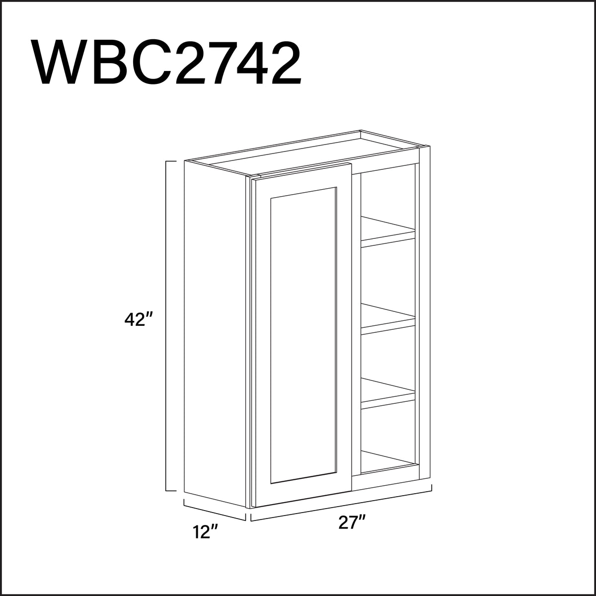 Pure White Antique Wall Blind Corner Cabinet - 27" W x 42" H x 12" D