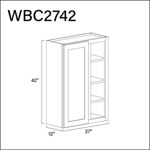 Pure White Antique Wall Blind Corner Cabinet - 27" W x 42" H x 12" D