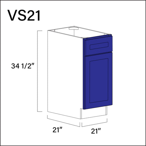 Blue Shaker Vanity Sink Base Cabinet - 21" W x 34.5" H x 21" D