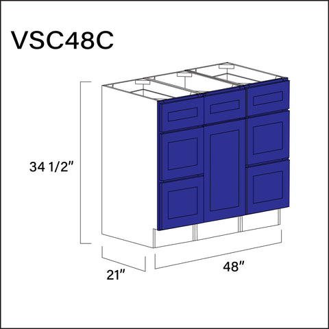 Royal Blue Shaker Vanity Sink Combo C Cabinets - 48" W x 34.5" H x 21" D