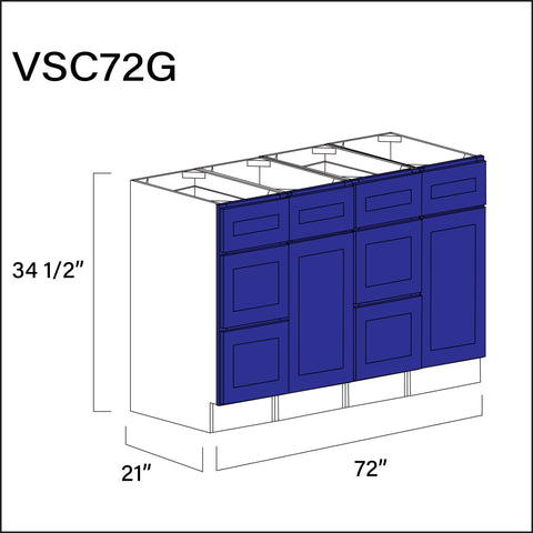 Blue Shaker Vanity Sink Combo G Cabinets - 72" W x 34.5" H x 21" D