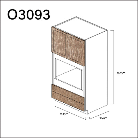 Textured Oak Shaker Single Oven Cabinet - 30" W x 93" H x 24" D