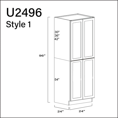 White Shaker Double Door Pantry Cabinet - 24" W x 96" H x 24" D