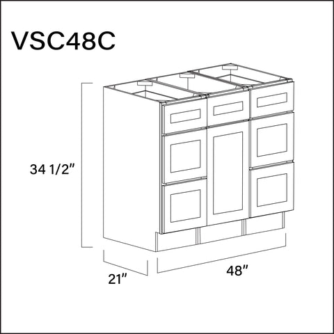 White Shaker Vanity Sink Combo C Cabinets - 48" W x 34.5" H x 21" D