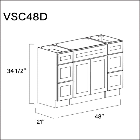 White Shaker Vanity Sink Combo D Cabinets - 48" W x 34.5" H x 21" D