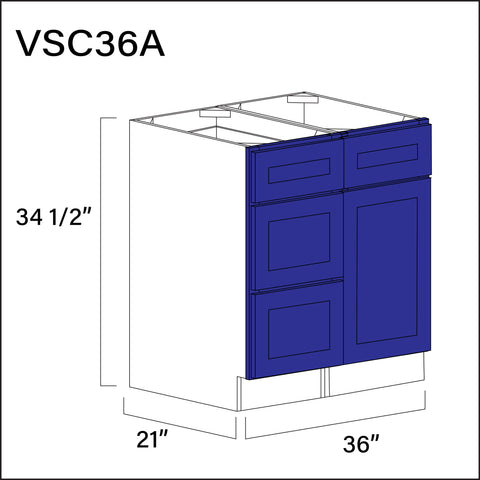 Royal Blue Shaker Vanity Sink Combo A Cabinets - 36" W x 34.5" H x 21" D