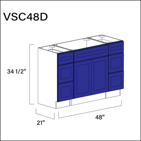 Blue Shaker Vanity Sink Combo D Cabinets - 48" W x 34.5" H x 21" D