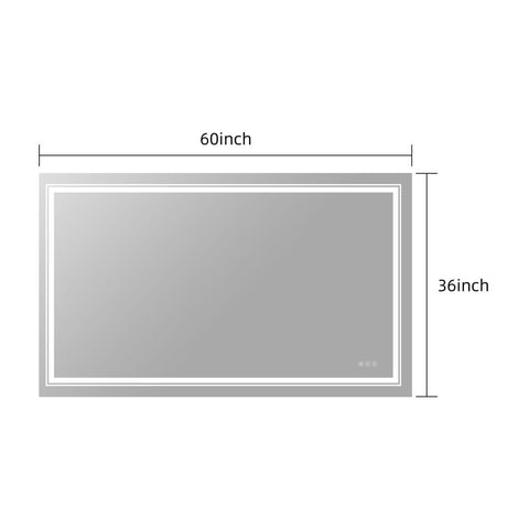 Arba 60" x 30" Frameless Rectangular Anti-Fog Adjustable LED Light Bathroom Vanity Mirror in Silver