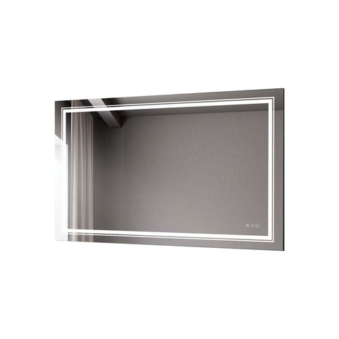 Arba 60" x 30" Frameless Rectangular Anti-Fog Adjustable LED Light Bathroom Vanity Mirror in Silver