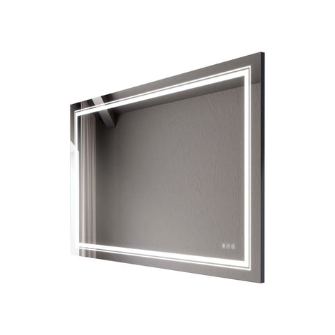 Arba 60" x 30" Frameless Rectangular Anti-Fog Adjustable LED Light Bathroom Vanity Mirror in Silver