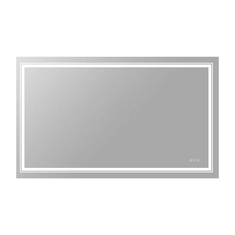 Arba 60" x 30" Frameless Rectangular Anti-Fog Adjustable LED Light Bathroom Vanity Mirror in Silver