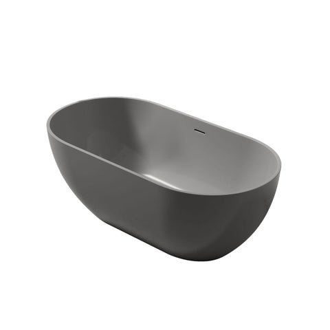 Arba 59" x 30" Freestanding Solid Surface Bathtub in Dark Gray