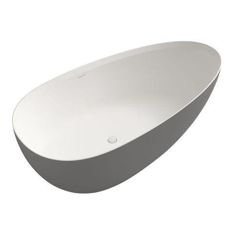 Arba 71" x 35" Freestanding Solid Surface Bathtub in Dark Gray Outside and White Inside