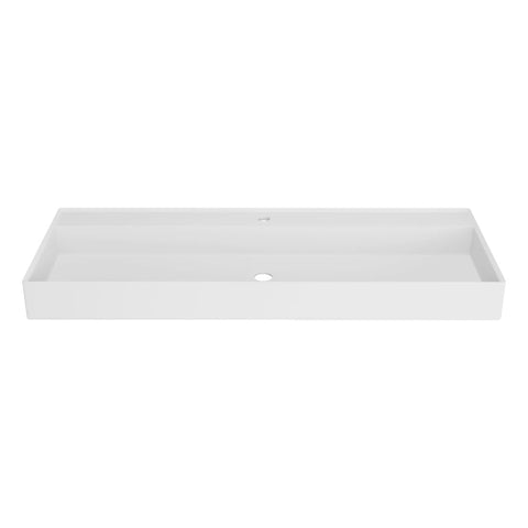 Arba 47" x 19" Rectangular Solid Surface Basin Vessel Sink in Matte White