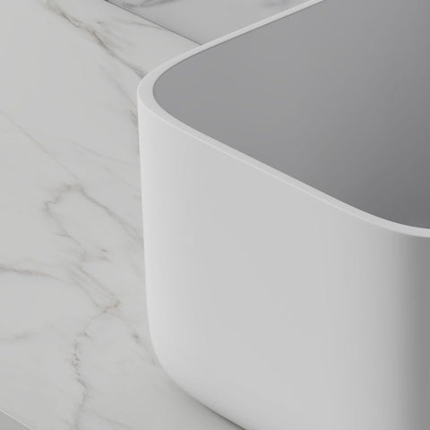 Arba 16" Square Solid Surface Basin Vessel Sink in Matte White