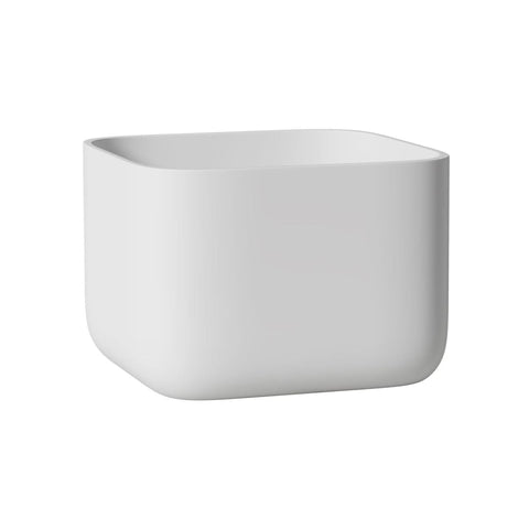 Arba 16" Square Solid Surface Basin Vessel Sink in Matte White