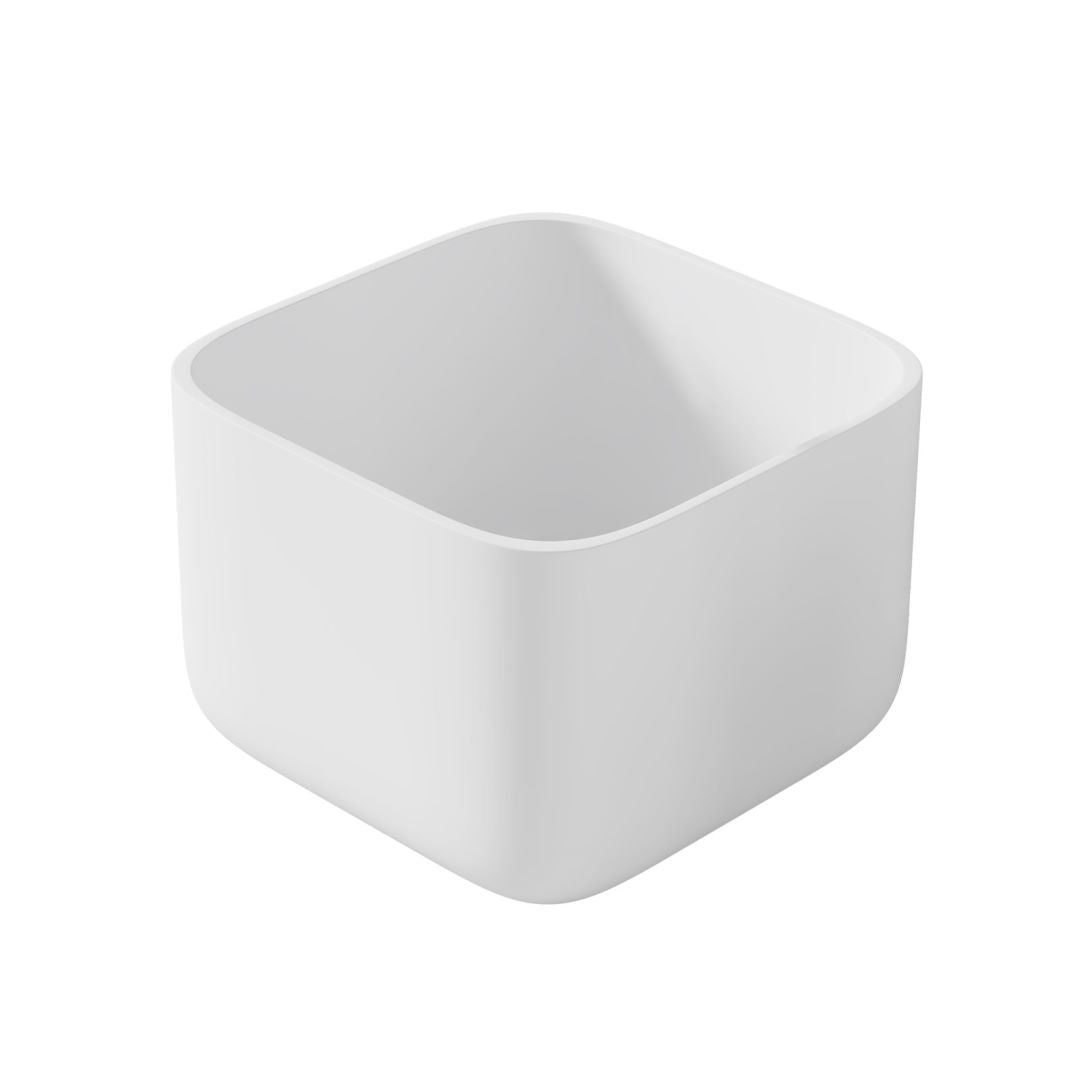 Arba 16" Square Solid Surface Basin Vessel Sink in Matte White