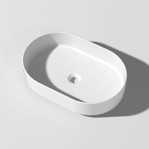 Arba 23" x 15" Solid Surface Basin Vessel Sink in Matte White