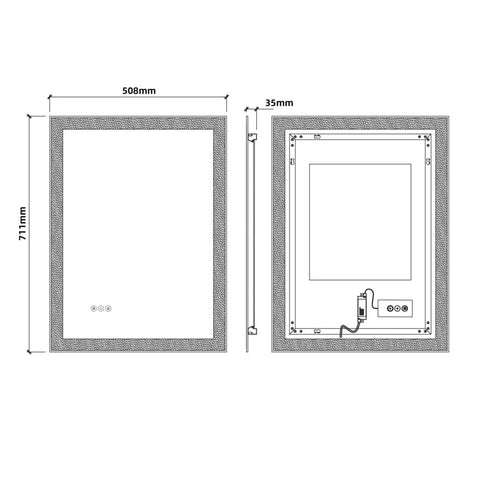 Arba 20" x 28" Frameless Rectangular Anti-Fog Adjustable LED Light Bathroom Vanity Mirror