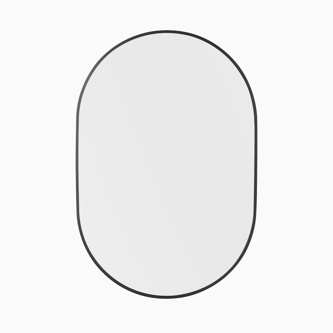 Arba 24" x 42" Stainless Steel Framed Oval Bathroom Vanity Mirror in Matte Black