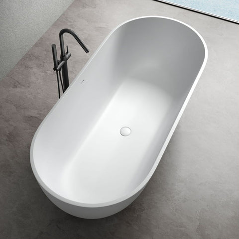 Arba 59" x 30" Freestanding Solid Surface Bathtub in Matte White