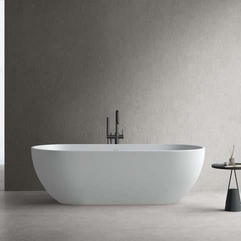 Arba 59" x 30" Freestanding Solid Surface Bathtub in Matte White