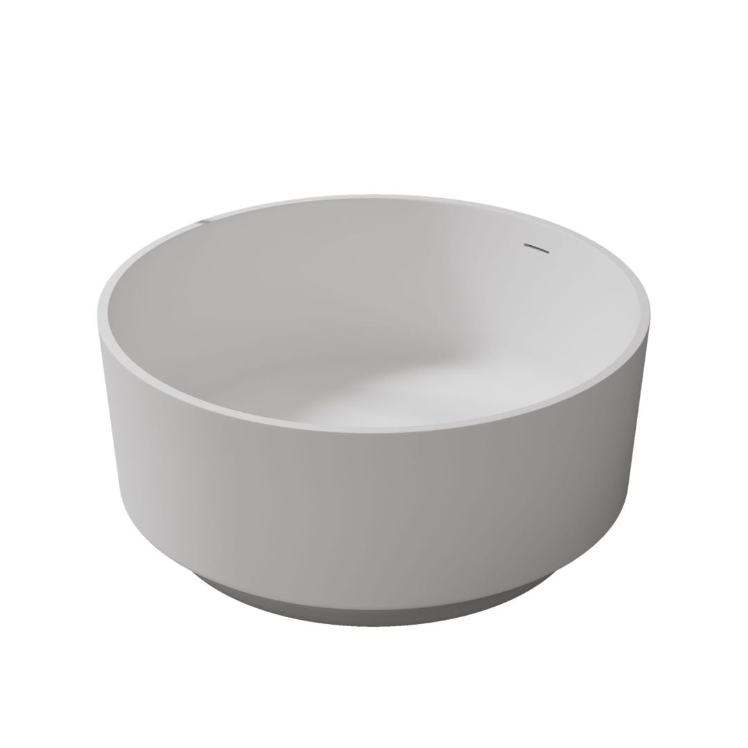 Arba 49" x 49" Circular Freestanding Solid Surface Bathtub in Matte White