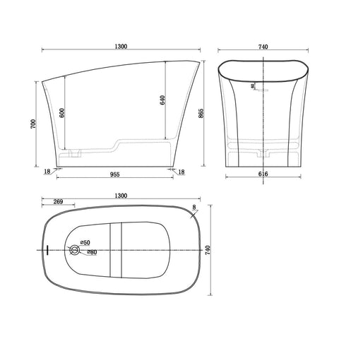 Arba 51" x 29" Freestanding Solid Surface Bathtub in Matte White