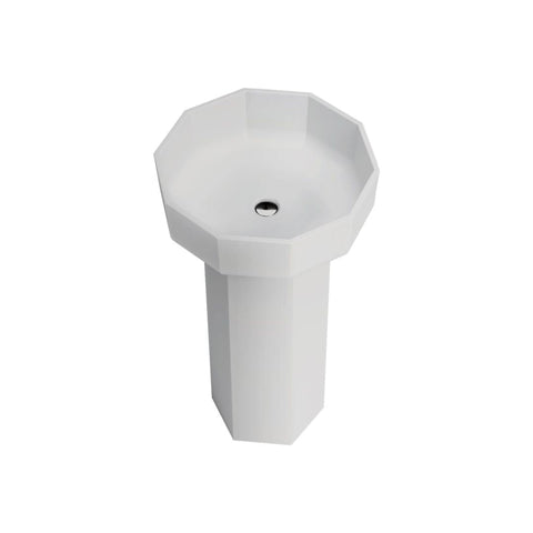 Arba 34" Tall Solid Surface Basin Pedestal Sink in Matte White