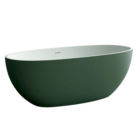 Arba 65" x 30" Freestanding Solid Surface Bathtub in Green Outside and White Inside