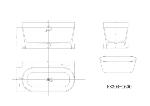 Arba 63" x 30" Freestanding Solid Surface Bathtub in Light Gay