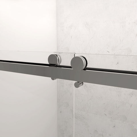 Arba 76" Tall Single Door Shower Door Aluminum and Glass in Brushed Nickel