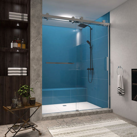 Arba 76" Tall Single Door Shower Door Aluminum and Glass in Chrome