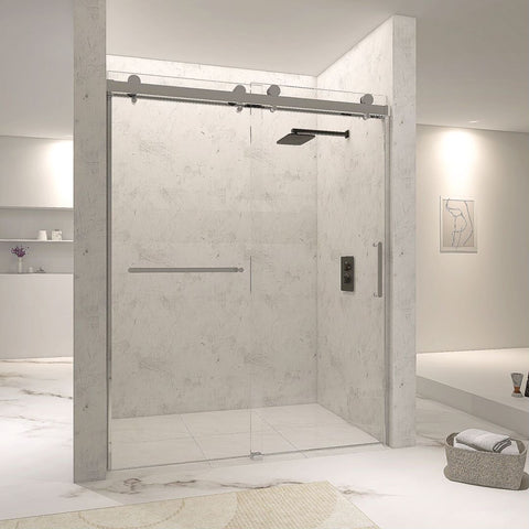 Arba 76" Tall Single Door Shower Door Aluminum and Glass in Chrome