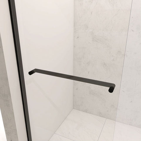 Arba 76" Tall Single Door Shower Door Aluminum and Glass in Matte Black