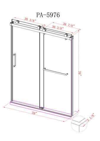 Arba 76" Tall Single Door Shower Door Aluminum and Glass in Matte Black