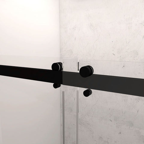 Arba 76" Tall Double Door Shower Door Aluminum and Glass in Matte Black